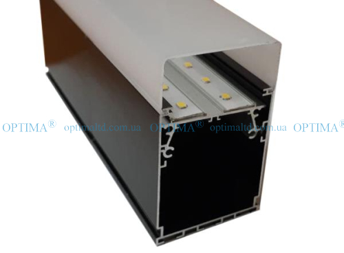 Лінійний підвісний світильник ДСО Premium 40Вт 4000К чорний Optima П-розсіювач фото 3