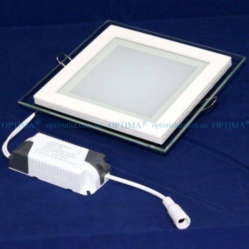 Светодиодный светильник GL-S12 WW 12Вт 3000К квадратный, алюминий+стекло фото 2