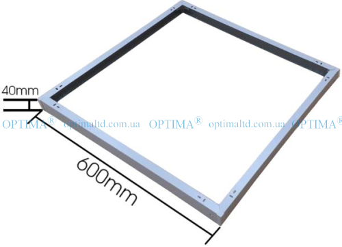 Рамка для накладного монтажа led панелей 600x600 Optima (стальная) фото 4