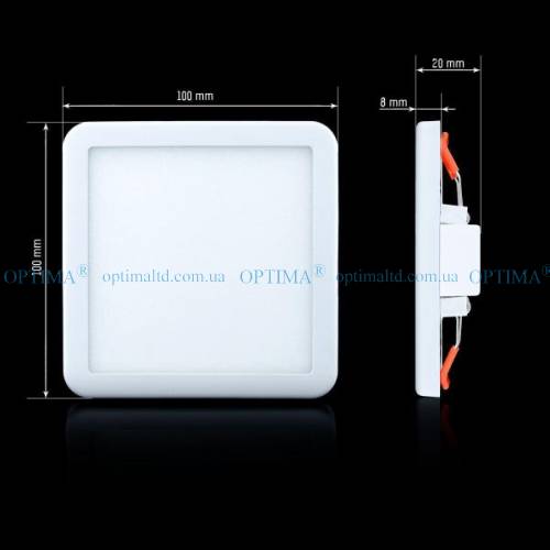 Світлодіодний світильник CL-S9W-5/2 9Вт 5000К квадратний пластик фото 2